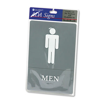 Headline® Sign Ada Sign, Men Restroom Symbol W-tactile Graphic, Molded Plastic, 6 X 9, Gray freeshipping - TVN Wholesale